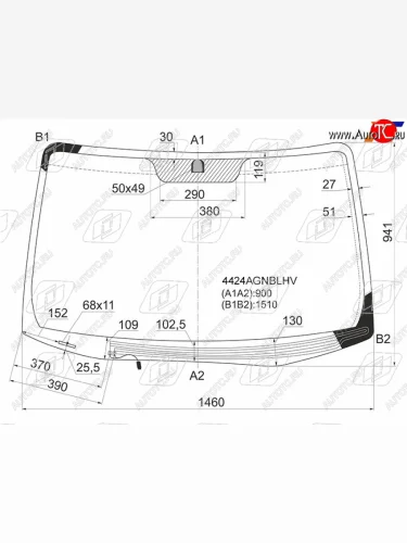 Стекло лобовое (обогрев щеток) FUYAO (зеленое) KIA Sportage 2 JE,KM дорестайлинг (2004-2008)
