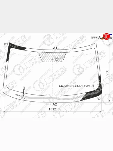 Стекло лобовое (обогрев щеток, датчик дождя) XYG (зеленое) KIA Soul PS дорестайлинг (2014-2016)