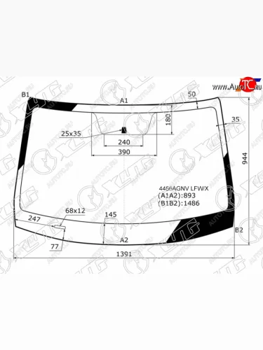 Стекло лобовое Kia Rio 16-22  Rio X-Line 17-22  Solaris KRS 24-  KRX 24- XYG 4456AGNV LFW/X