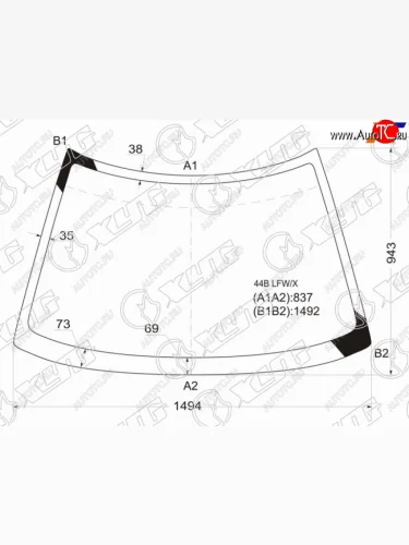 Стекло лобовое Subaru Legacy 89-94 XYG 44B LFW/X