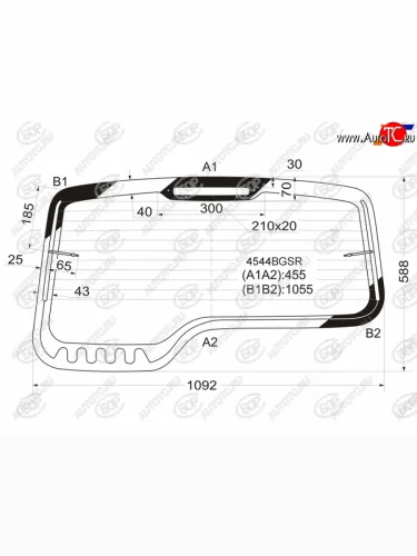 Стекло заднее (Цвет зеленый Обогрев Solar Control) Chevrolet Niva 98-  LADA Niva Travel 21- BOR 4544BGSR