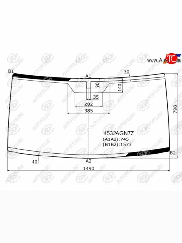 Стекло лобовое (с кантом в резинку + держатель зеркала (оригинал)) BOR (зеленое) Уаз Патриот 23632 дорестайлинг пикап (2008-2014)
