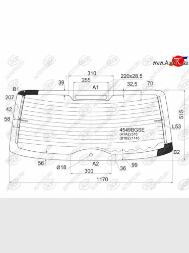 Стекло заднее (Цвет зеленый Обогрев 5D WGN) LADA Granta 18-  Granta Cross 18-  Kalina 04-18  Ka BOR 4549BGSE