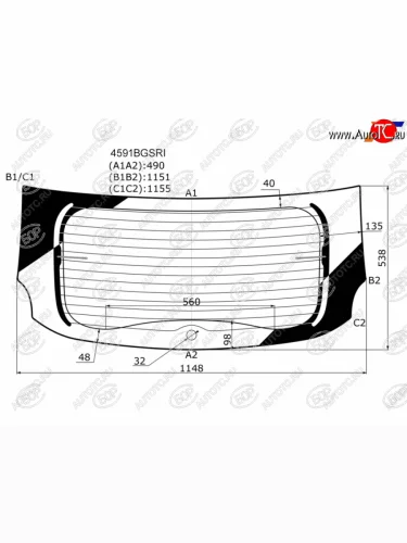 Стекло заднее (Затемненное Обогрев) LADA XRAY 15-  XRAY Cross 18- BOR 4591BGSRI
