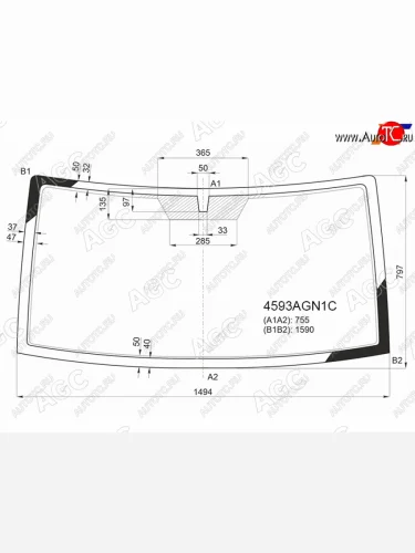 Стекло лобовое AGC (зеленое) Уаз Патриот 23632 1 рестайлинг пикап (2014-2016)
