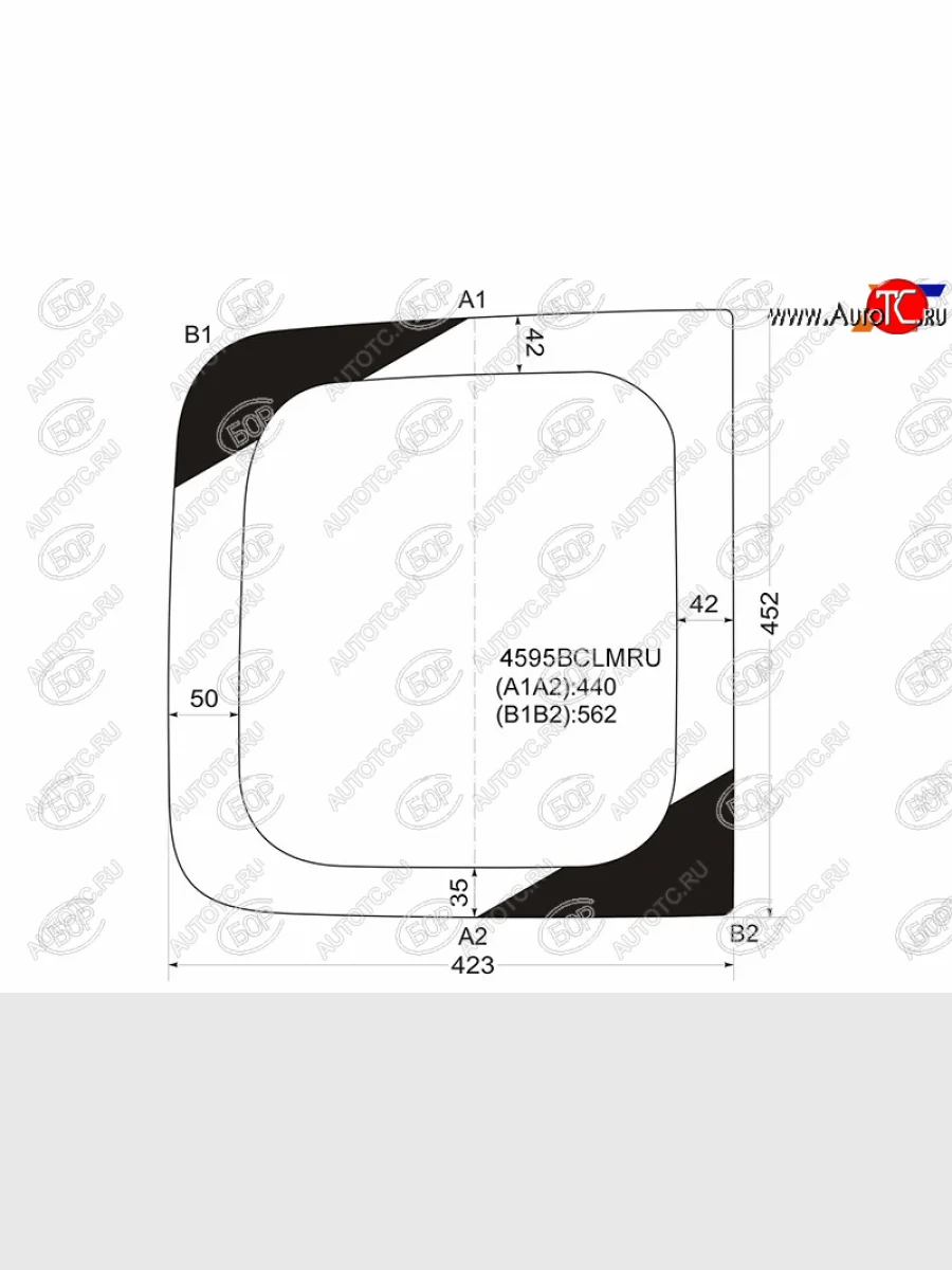 Стекло заднее (Без оттенка правое) Dacia Logan 04-08  Logan Mcv 08-12  LADA Largus 12-  Largus C BOR 4595BCLMRU  в Керчи Республика Крым