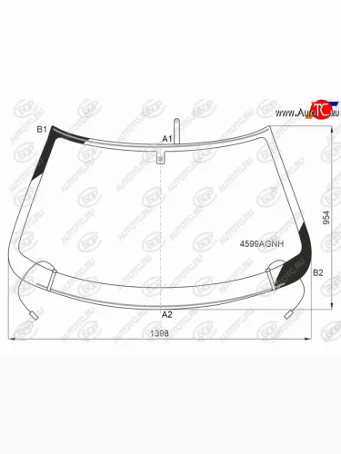 Стекло лобовое (обогрев полный) BOR (зеленое) Datsun on-DO седан дорестайлинг (2014-2019)