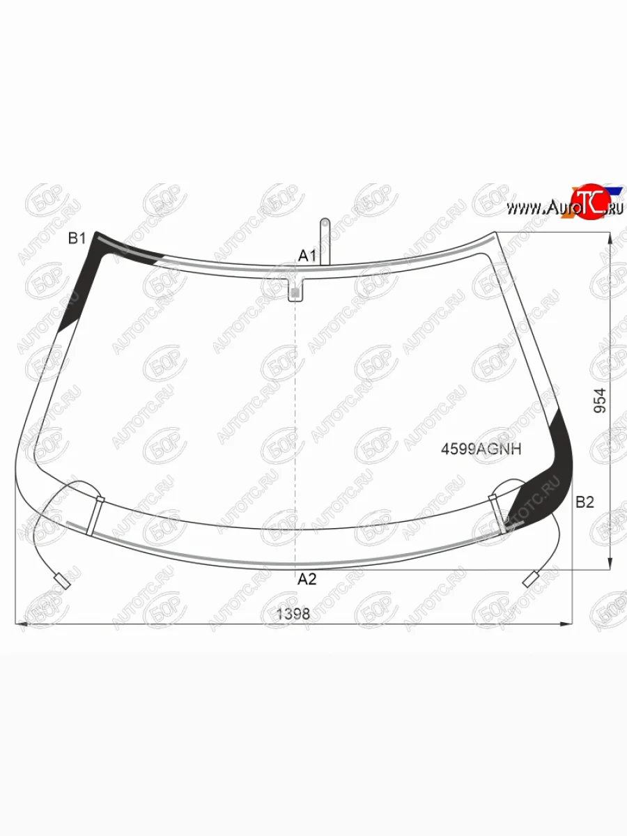 Стекло лобовое (обогрев полный) BOR Datsun on-DO седан дорестайлинг (2014-2019) (зеленое)  в Самаре Самарской области