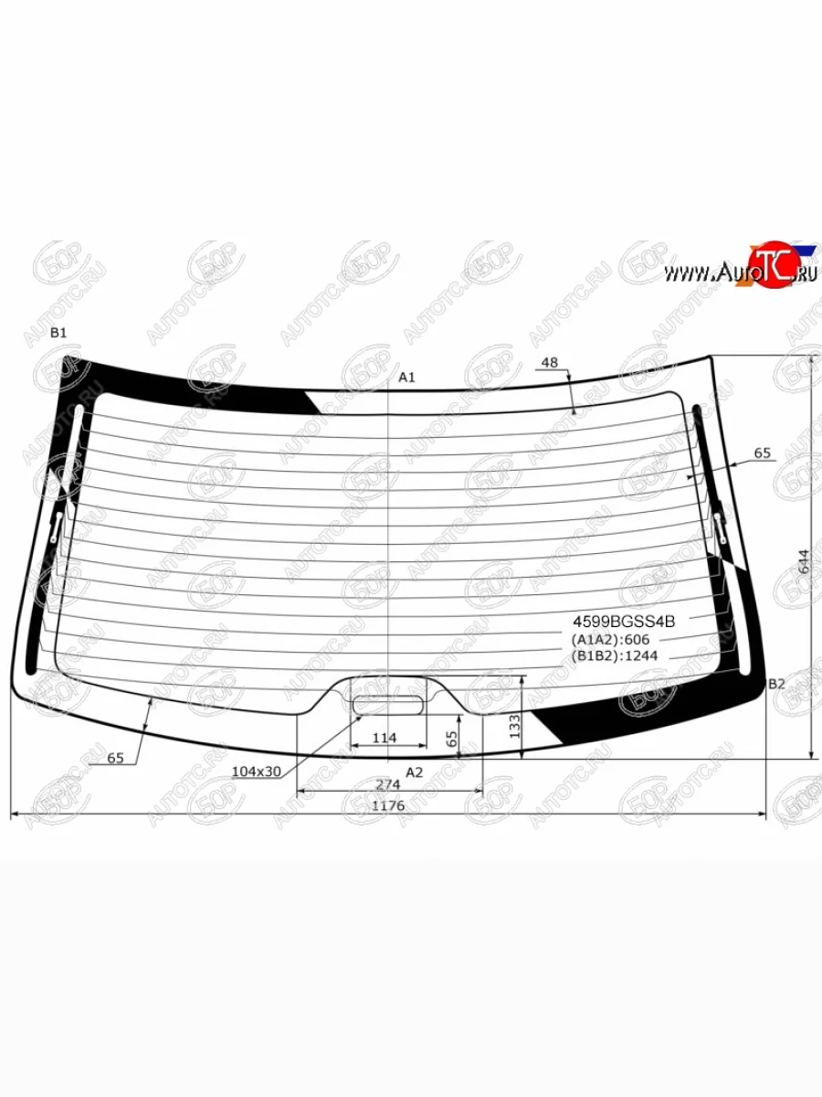 Стекло заднее (Цвет зеленый Обогрев) Datsun on-DO 14-19  LADA Granta 11-  Granta Cross 18-  Gran BOR 4599BGSS4B  в Воронеже Воронежской области