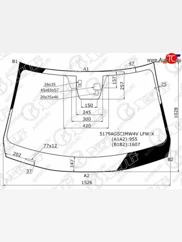 Стекло лобовое (две камеры, датчик дождя) XYG (зеленое) Mazda CX-5 KE рестайлинг (2015-2017)