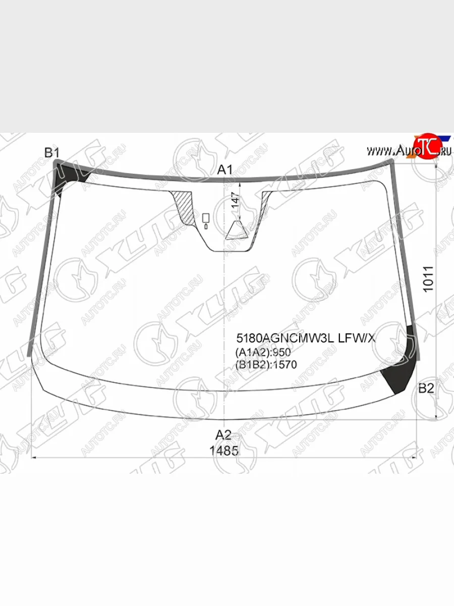 Стекло лобовое (камера, датчик дождя, молдинг) XYG Mazda 6 GJ 2-ой рестайлинг универсал (2018-2025) (зеленое)  в Керчи Республика Крым