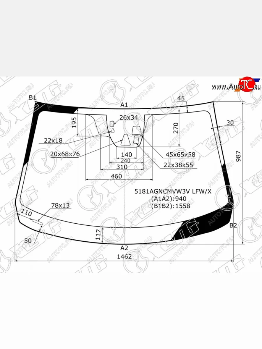 Стекло лобовое (Три камеры Датчик дождя) Mazda 3 13-19 XYG 5181AGNCMVW3V LFW/X  в Воронеже Воронежской области