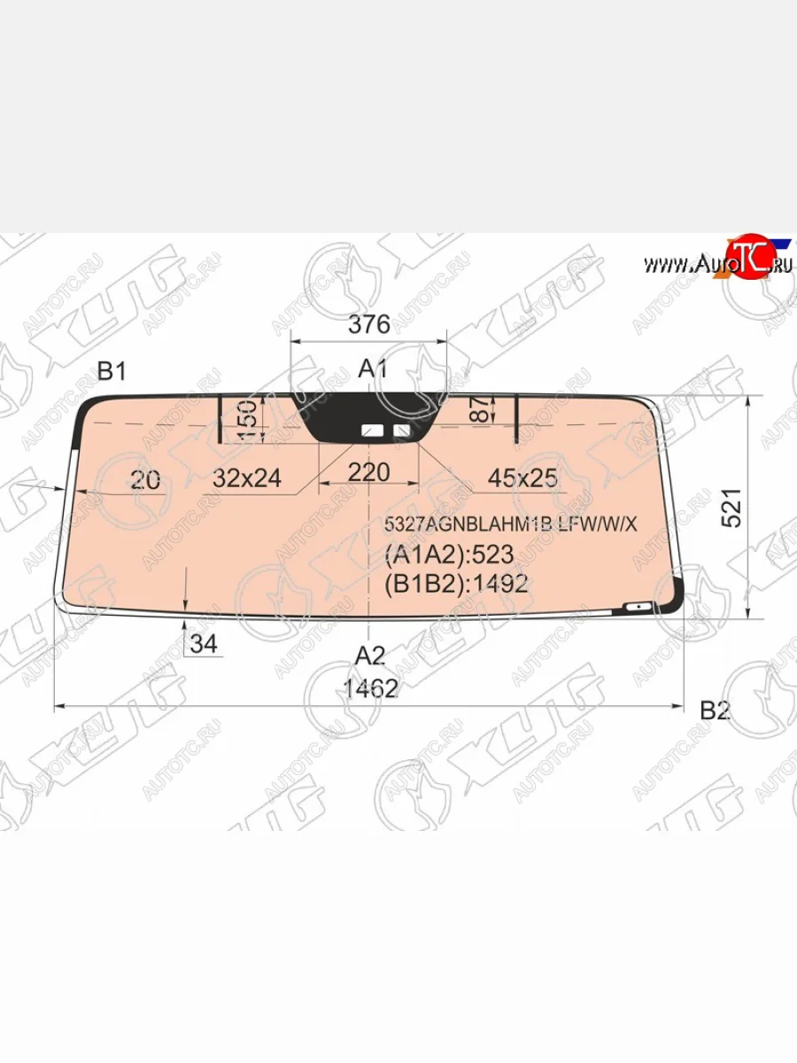 Стекло лобовое (обогрев полный, антенна, датчик дождя) XYG Mercedes-Benz G class W463 5 дв, 4-ый рестайлинг (2006-2008) (зеленое)  в Керчи Республика Крым