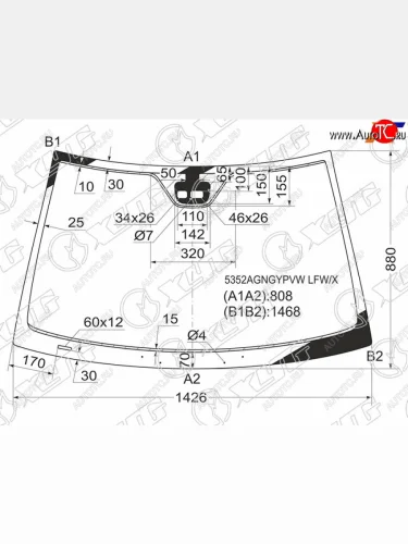 Стекло лобовое (Датчик дождя Раздельный датчик дождя 2D CPE) Mercedes-Benz C-Class 00-08 XYG 5352AGNGYPVW LFW/X