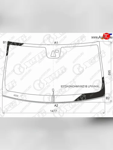 Стекло лобовое (обогрев щеток, камера, датчик дождя, молдинг) XYG (зеленое) Mercedes-Benz CLS class  C218 (2011-2017)