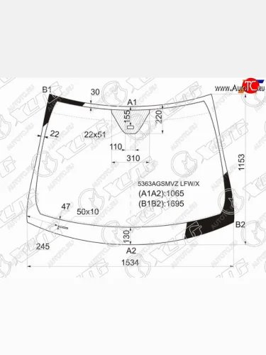 Стекло лобовое (датчик дождя) XYG (зеленое) Mercedes-Benz R-Class  W251/V251 (2006-2011) Дорестайлинг