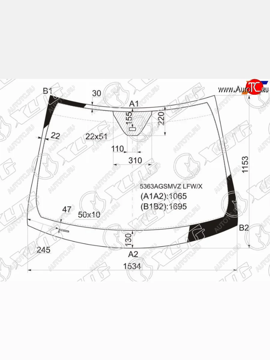 Стекло лобовое (датчик дождя) XYG  Mercedes-Benz R-Class (2006-2011) W251/V251 (зеленое)  в Воронеже Воронежской области