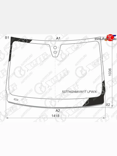 Стекло лобовое (датчик дождя, молдинг) XYG (зеленое) Mercedes-Benz B-Class  W246/T246 (2011-2018) хэтчбэк