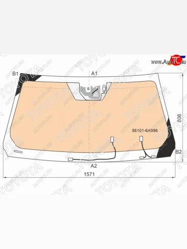 Стекло лобовое (Обогрев щеток Обогрев полный Одна камера Датчик дождя) Toyota Land Cruiser (J300) TOYOTA 56101-6A996