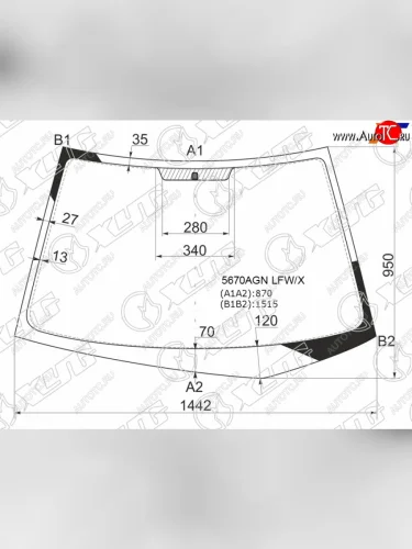 Стекло лобовое Mitsubishi Lancer 02-10  Lancer Evolution 01-08 XYG 5670AGN LFW/X
