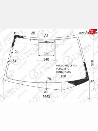 Стекло лобовое Mitsubishi Lancer 02-10  Lancer Evolution 01-08 XYG 5670AGNBL LFW/X