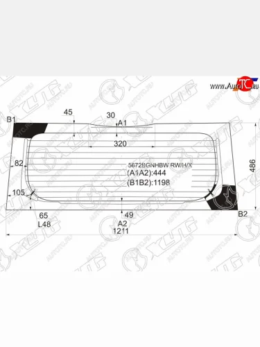 Стекло заднее (Цвет зеленый Обогрев) Mitsubishi Colt 02-12 XYG 5672BGNHBW RW/H/X