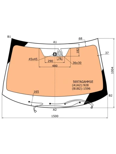 Стекло лобовое с полным обогревом + дд MITSUBISHI OUTLANDER 15-20                                    AGC 5697AGAHM1E