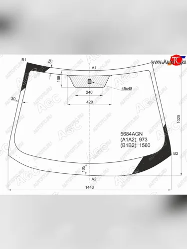 Стекло лобовое LANCER X 07-18 AGC 5684AGN, 5684agn AGC 5684AGN