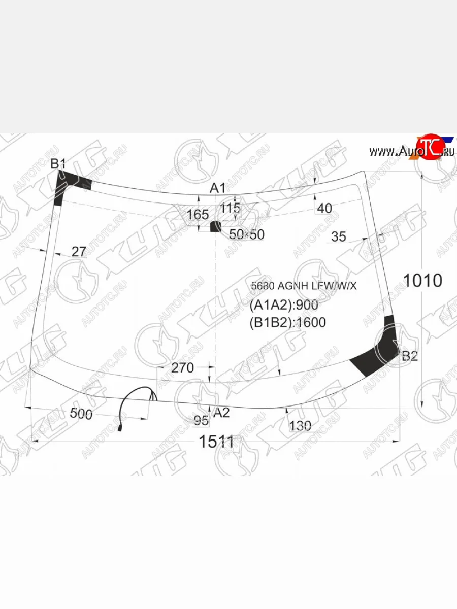 Стекло лобовое (Обогрев щеток) Mitsubishi Outlander 05-12  Citroen C-Crosser 07-12  Peugeot 4007 0 XYG 5680AGNH LFW/W/X  в Керчи Республика Крым
