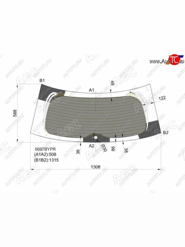 Стекло заднее (Затемненное Обогрев) Mitsubishi Outlander 12-22 AGC 5697BYPR