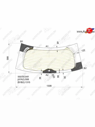 Стекло заднее (Цвет зеленый Обогрев) Mitsubishi Outlander 12-22 AGC 5697BGNR