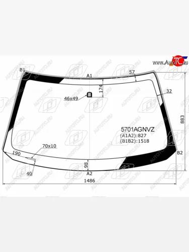 Стекло лобовое (молдинг) FUYAO (зеленое) Mitsubishi L200 5 KK,KL дорестайлинг (2015-2019)