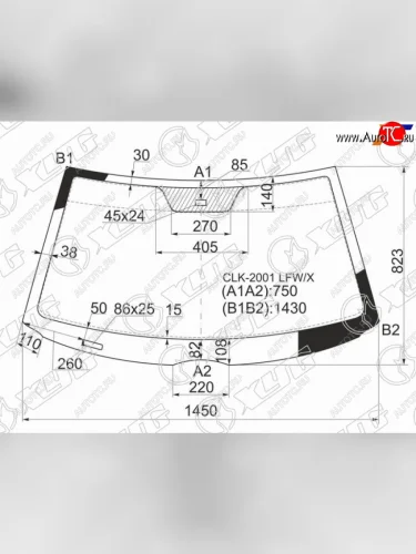 Стекло лобовое (датчик дождя) XYG (зеленое) Mercedes-Benz CLK class  W208 (1997-2002)