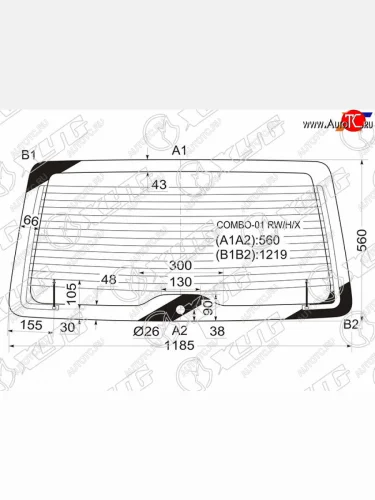 Стекло заднее (Цвет зеленый Обогрев) Opel Combo 01-11 XYG COMBO-01 RW/H/X