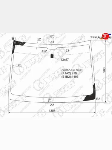 Стекло лобовое Opel Combo 01-11 XYG COMBO-03 LFW/X