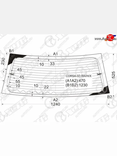 Стекло заднее с обогревом OPEL CORSA 5D HBK 93-00                                                    XYG CORSA-5D RW/H/X