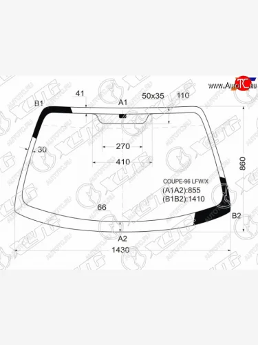 Стекло лобовое Hyundai Coupe 96-01  Tiburon 96-02  Tuscani 01-09 XYG COUPE-96 LFW/X