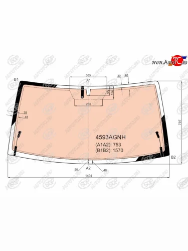 Стекло лобовое (Обогрев полный) УАЗ Патриот 14-  Патриот Пикап 14-  Патриот Профи 17- BOR 4593AGNH