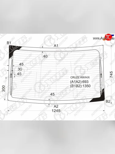Стекло заднее (Цвет зеленый Обогрев Антенна 4D SED) Chevrolet Cruze 09-15  Daewoo Lacetti 08-11 XYG CRUZE RW/H/X