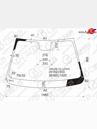 Стекло лобовое Chevrolet Cruze 09-15  Daewoo Lacetti 08-11 XYG CRUZE-VC LFW/X