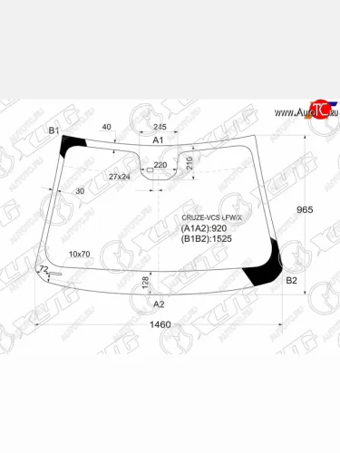 Стекло лобовое (датчик дождя) XYG (зеленое) Chevrolet Cruze J305 хэтчбек дорестайлинг (2009-2012)
