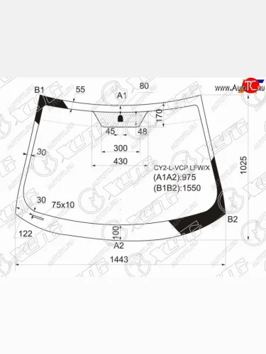Стекло лобовое Mitsubishi Lancer 07-17  Lancer Evolution 07-17 XYG CY2-L-VCP LFW/X