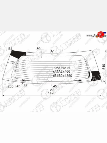 Стекло заднее (Цвет зеленый Обогрев) Mazda Demio 02-07  2 02-07 XYG D350 RW/H/X