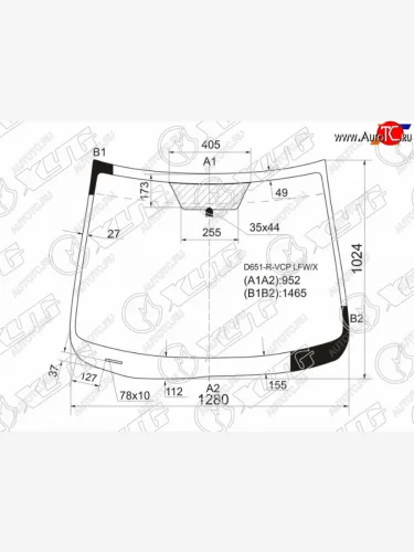 Стекло лобовое Mazda Demio 07-14 XYG D651-R-VCP LFW/X