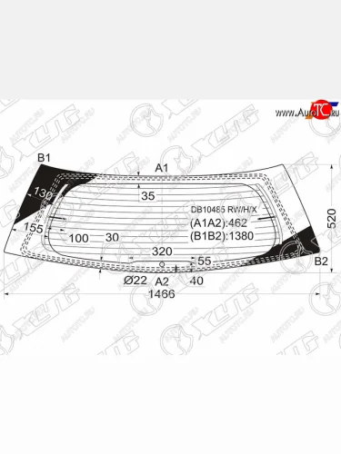 Стекло заднее с обогревом CADILLAC SRX 04-10 XYG DB10485 RW/H/X, db10485rwhx XYG DB10485 RW/H/X