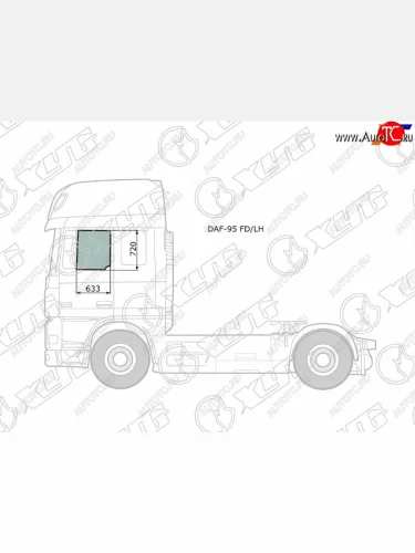 Стекло боковое опускное (Спереди Слева Цвет зеленый) Daf 95 88-08  XF 06-12 XYG DAF-95 FD/LH