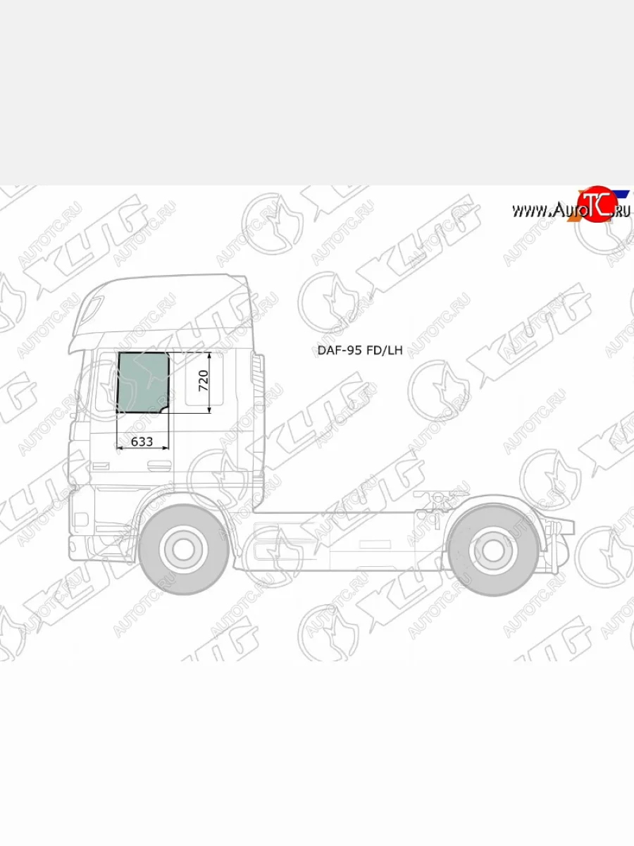 Стекло боковое опускное (Спереди Слева Цвет зеленый) Daf 95 88-08  XF 06-12 XYG DAF-95 FD/LH  в Воронеже Воронежской области