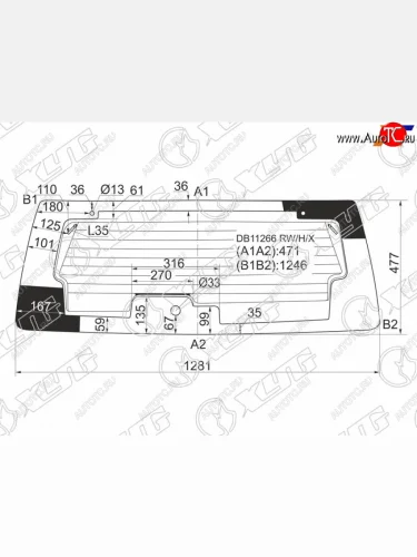 Стекло заднее (Цвет зеленый Обогрев) Ford Escape 07-12 XYG DB11266 RW/H/X