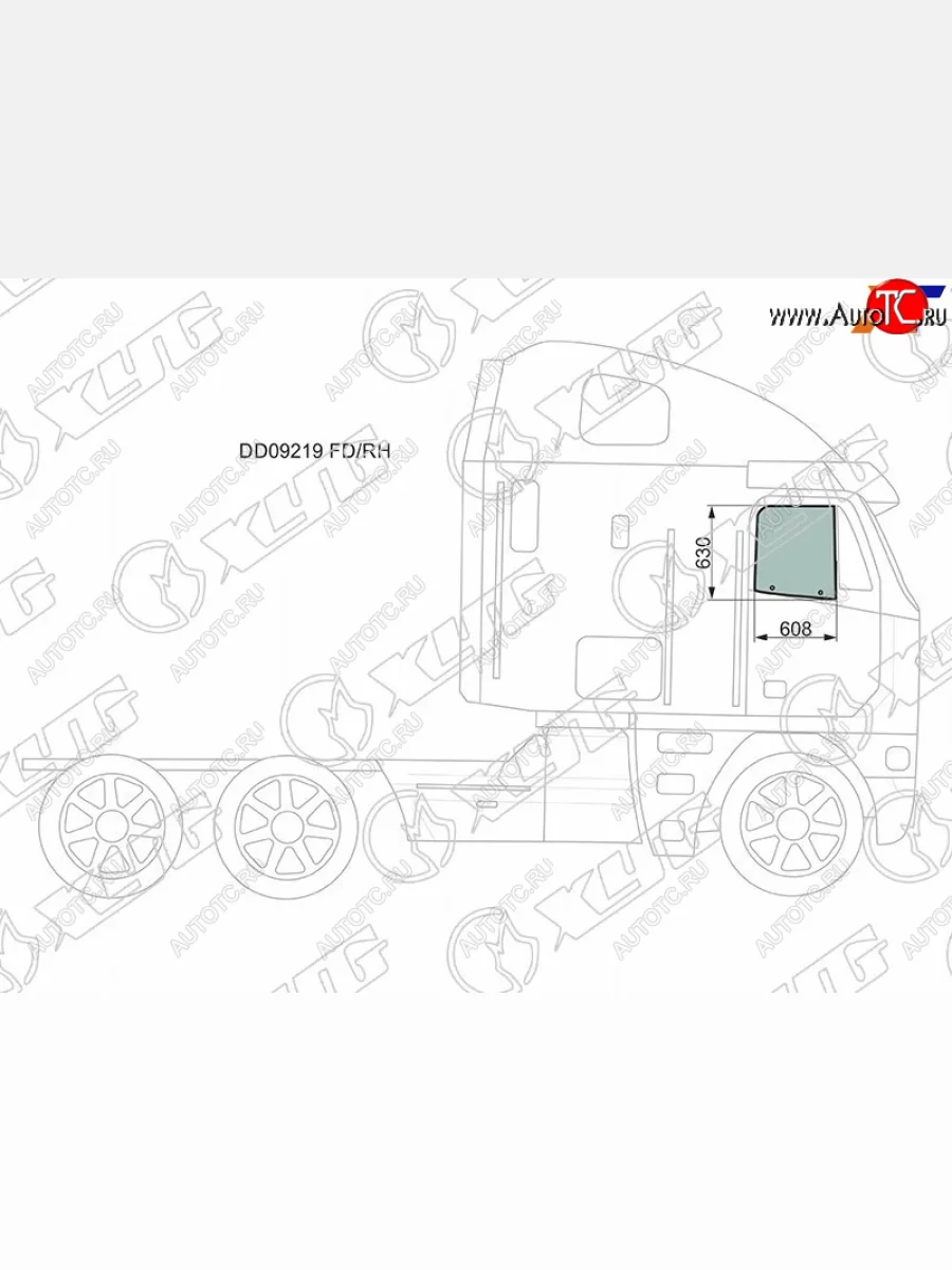 Стекло боковое опускное (Спереди Справа Цвет зеленый) Freightliner Argosy 99-11  Century Class 97 XYG DD09219 FD/RH  в Воронеже Воронежской области