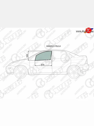 Стекло боковое опускное (Спереди Слева Цвет зеленый) Ford Focus 98-04 XYG DD09523 FD/LH
